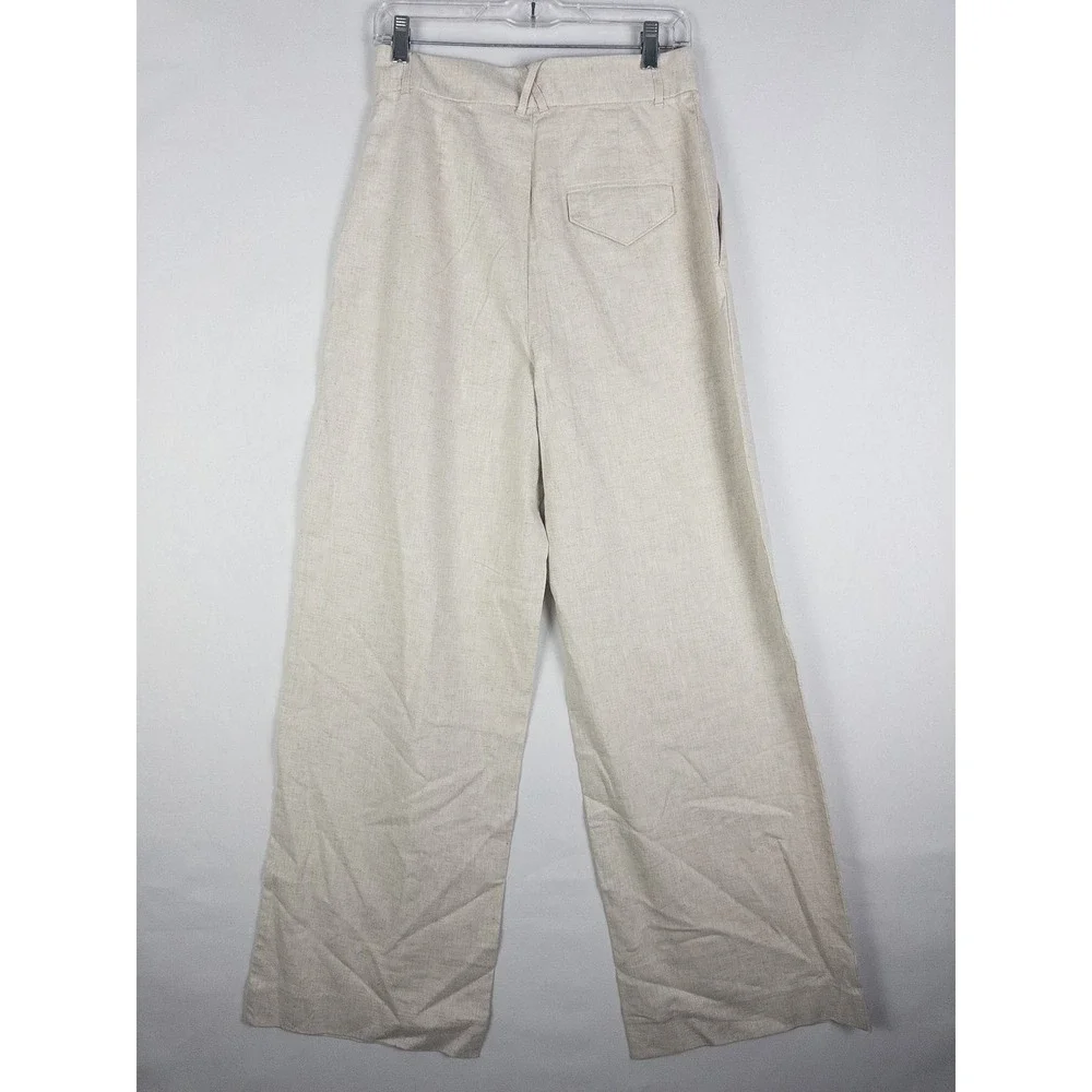 NWT Banana Republic Wide Leg Linen Pants Womens 6 Oatmeal Pleated Coastal Quiet